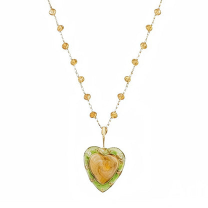 Collar Corazón Naranja y Verde