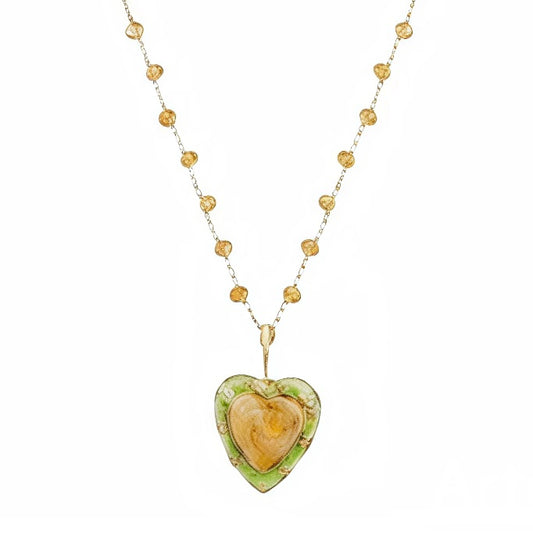 Orange and Green Heart Necklace