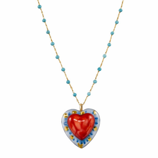 Red and Blue Heart Necklace