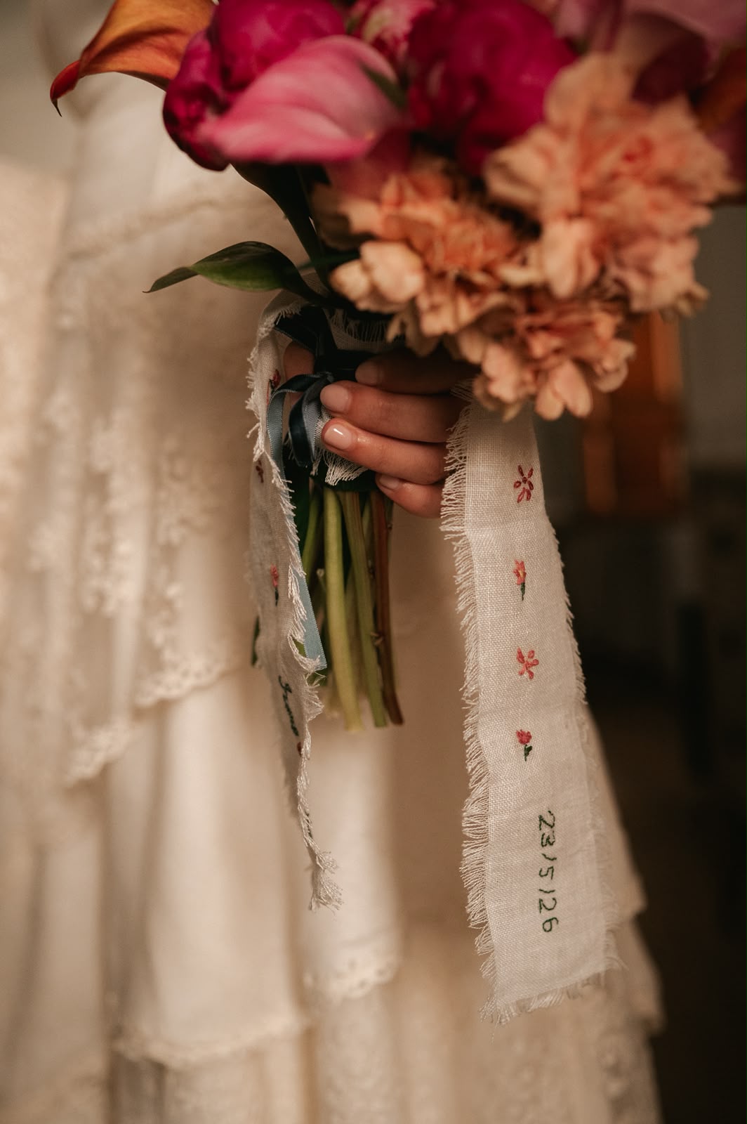 Embroidered Bridal Bouquet Ribbon