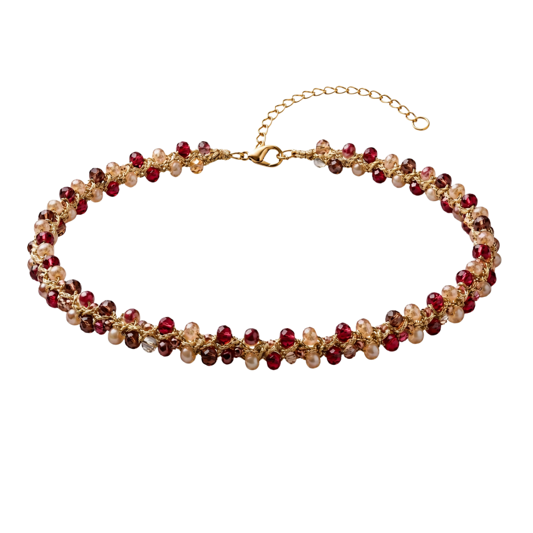 Collar Trenza Burdeos