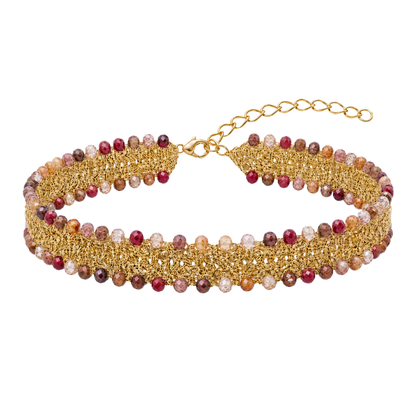Collar Doble Borlas Burdeos