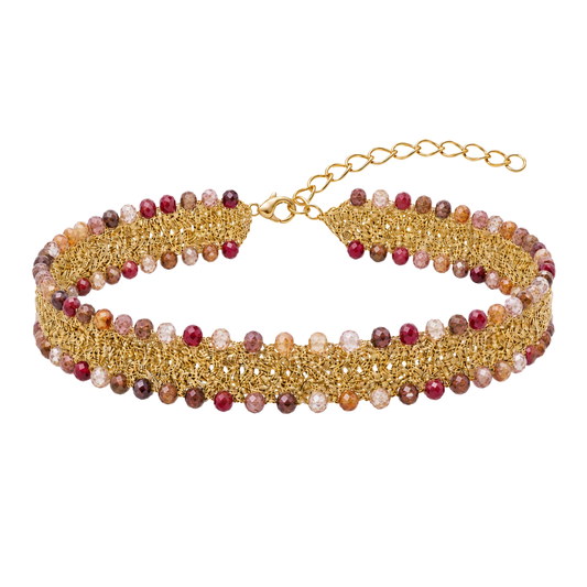 Collar Doble Borlas Burdeos