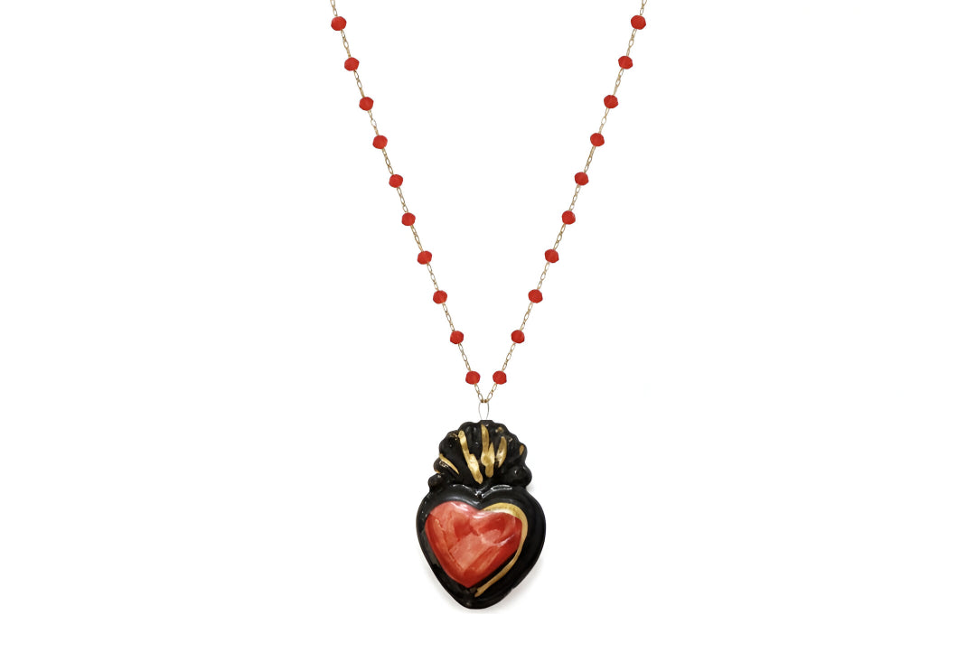Red and Black Heart Necklace