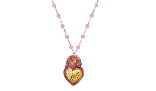 Pink and Yellow Heart Necklace