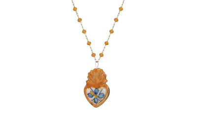 Collar Corazón Naranja y Azul