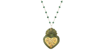 Green and Yellow Heart Necklace