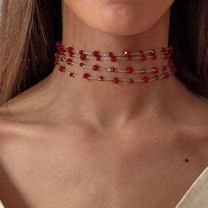 Collier à pampilles rouge