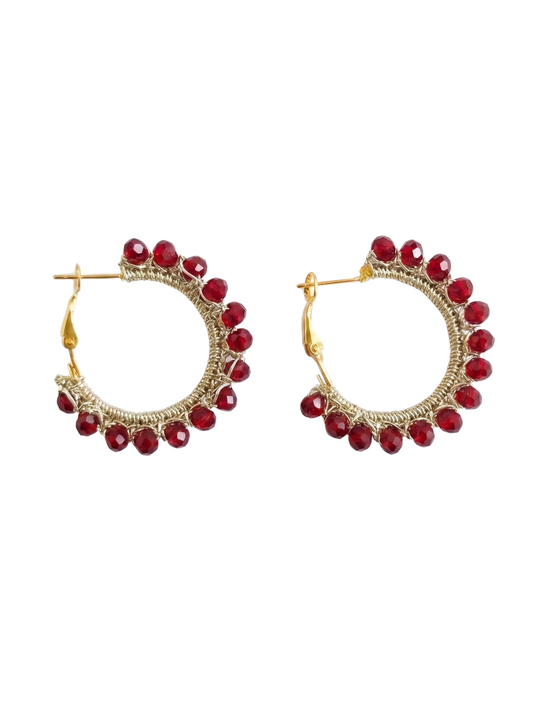 Pendientes Borlas Burdeos