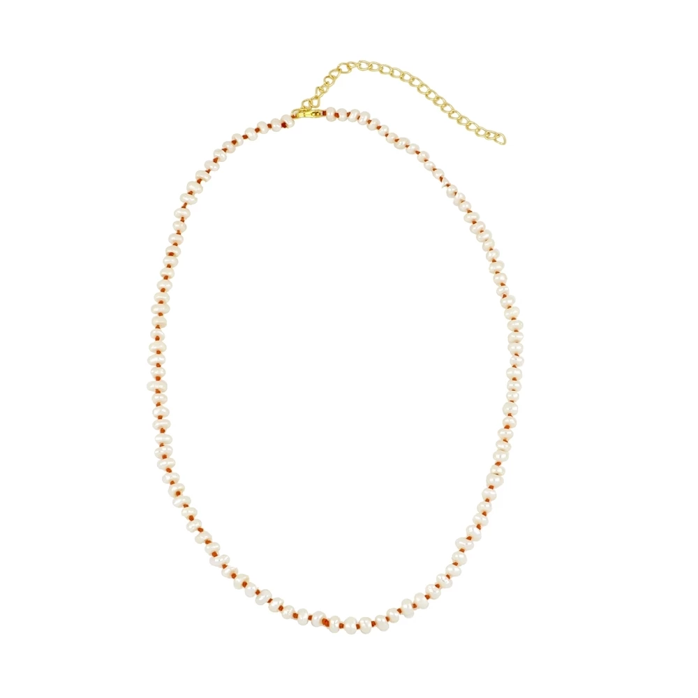 Collar Hilo Naranja y Perlas