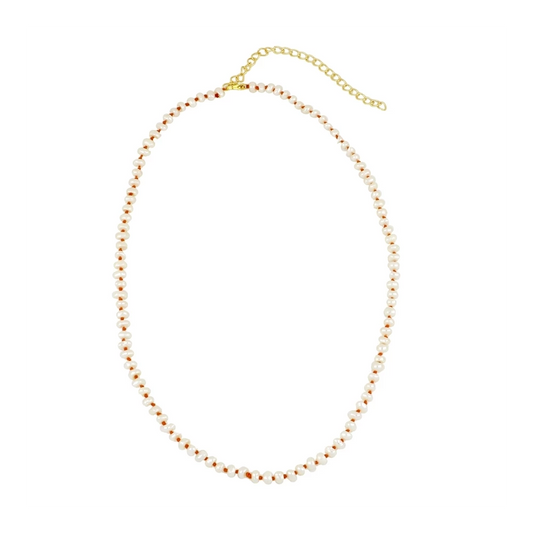 Collar Hilo Naranja y Perlas