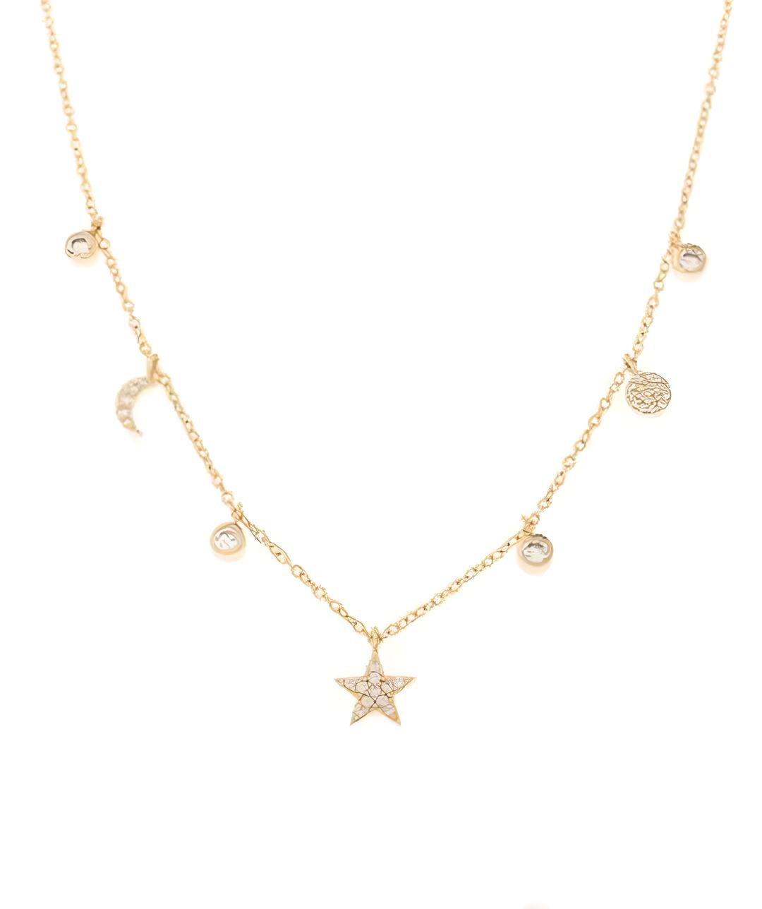 Necklace 7 Charms Zirconia Gold