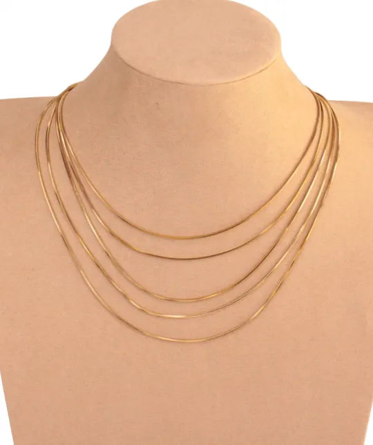 Collar Cinco Cadenas Oro