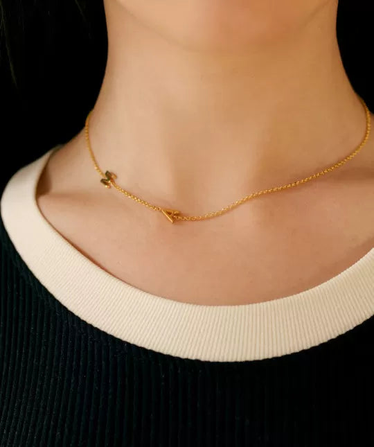 Collar Doble Inicial Baño Oro