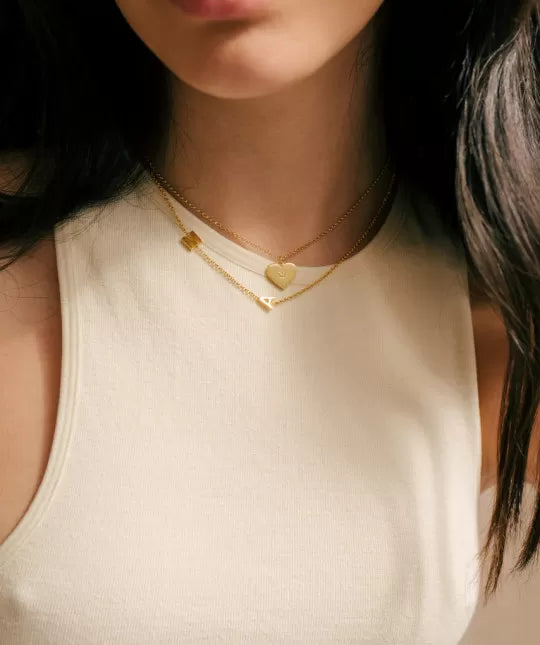Collar Doble Inicial Baño Oro
