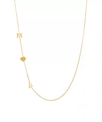 Double Initial Heart Necklace Gold Plated