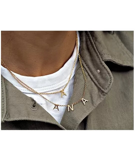 Collar Inicial Oro 18k Circonitas