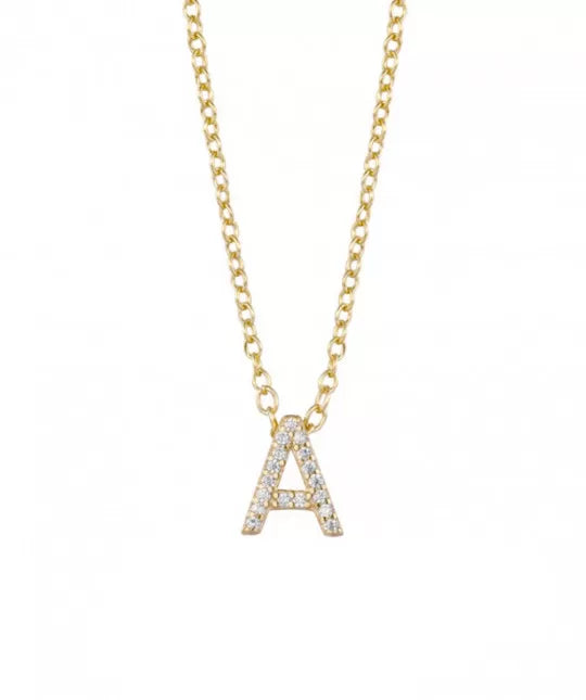 Collar Inicial Oro 18k Circonitas
