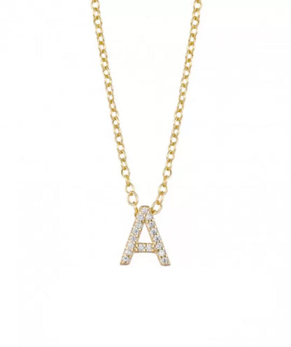Collar Inicial Oro 18k Circonitas
