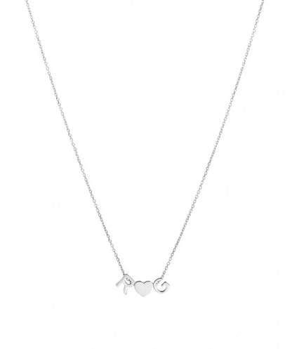 Collar Iniciales Corazón Plata