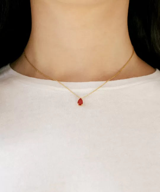 Garnet Teardrop Necklace