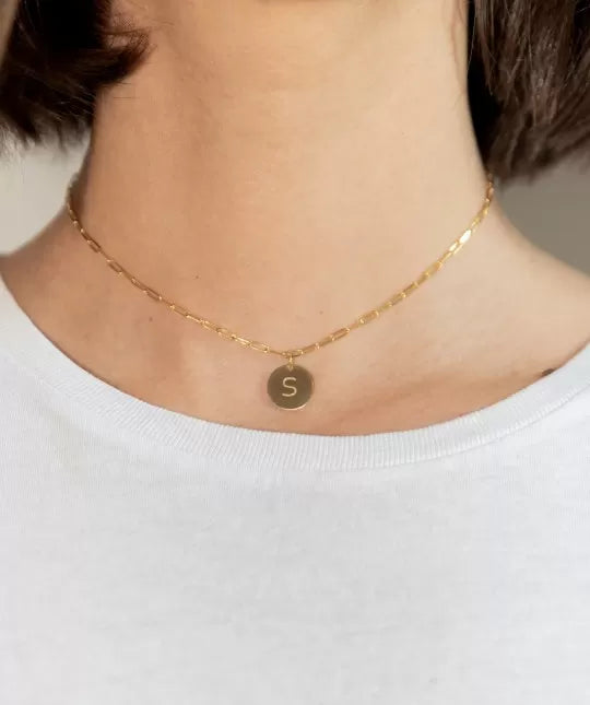 1 Initial Gold Medal Necklace