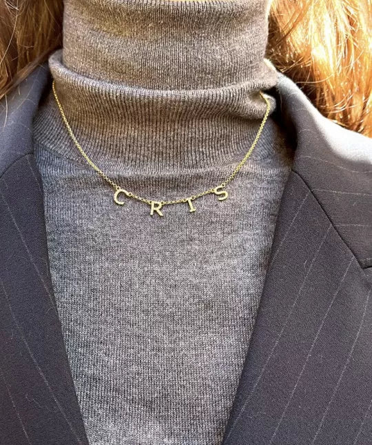 Collar Nombre Oro 18k Circonitas