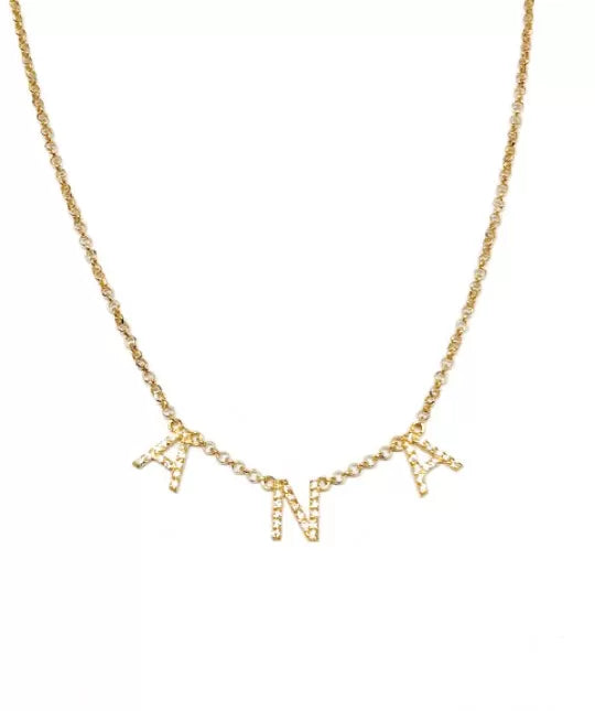 Collar Nombre Oro 18k Circonitas