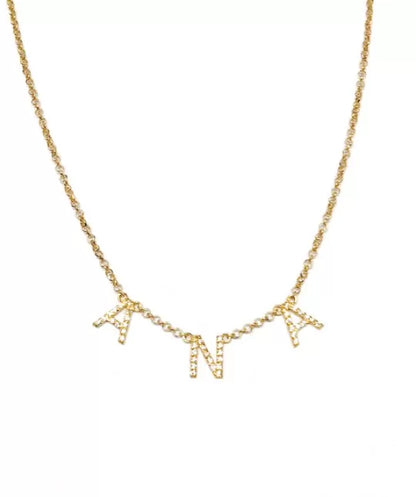 Collar Nombre Oro 18k Circonitas