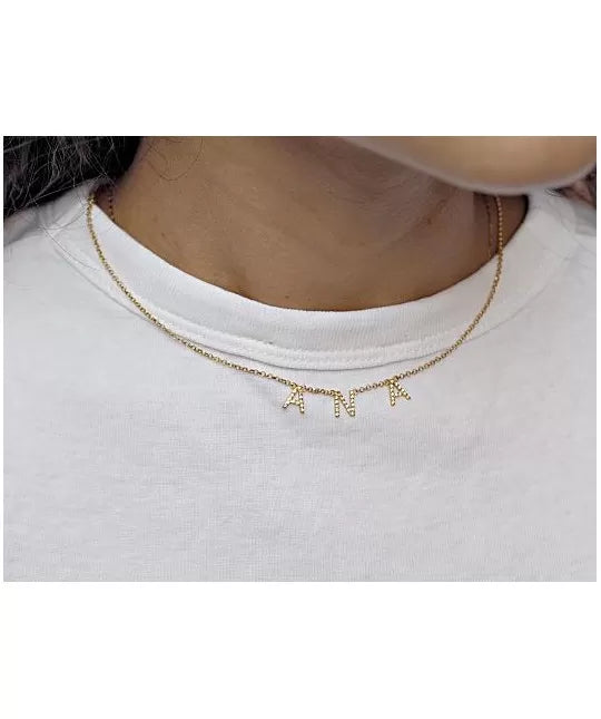Collar Nombre Oro 18k Circonitas