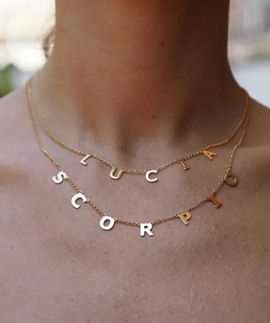 Collar Nombre  Baño Oro