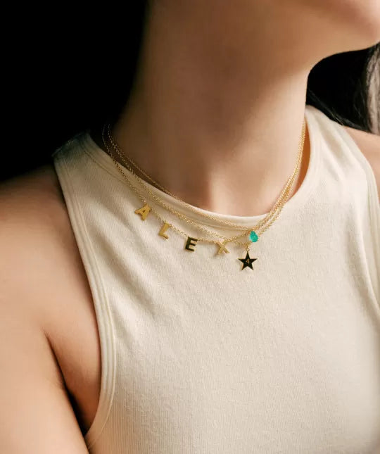 Collar Nombre  Baño Oro