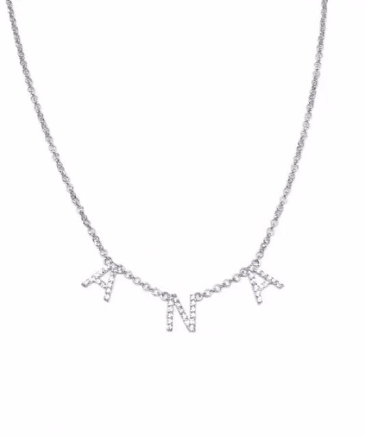 Silver Name Necklace with Zirconia