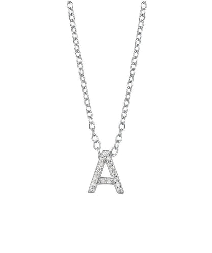Initial Necklace Silver Zirconia