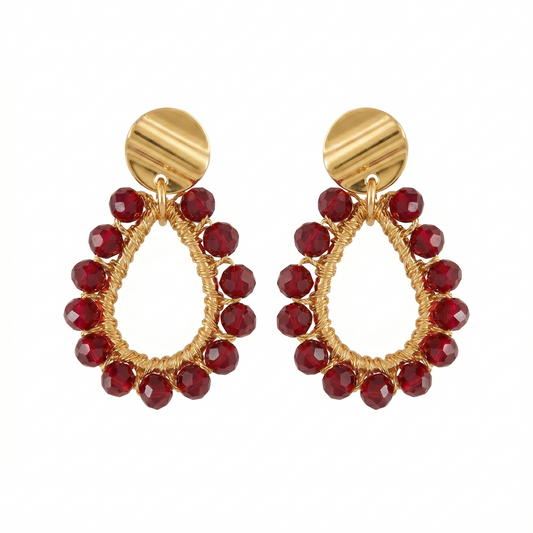 Pendientes Drop Burdeos