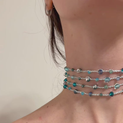 Collar Borlas Azul y Plata *preorder