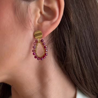 Pendientes Drop Burdeos