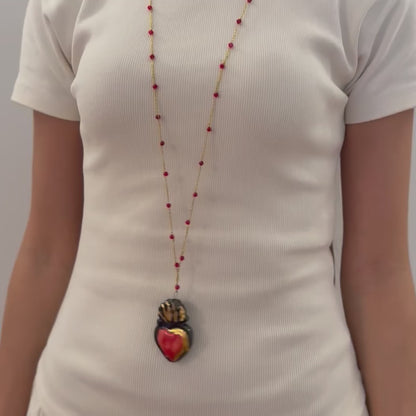 Collar Corazón Rojo y Negro
