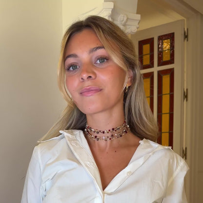 Collier pampilles bordeaux