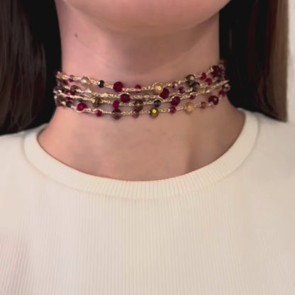 Pack Pendientes y Choker Borlas Burdeos