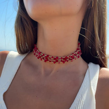 Collar Borlas Rojo *preorder
