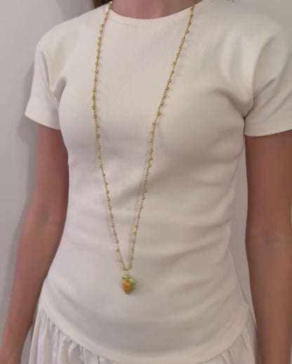 Collar Corazón Naranja y Verde